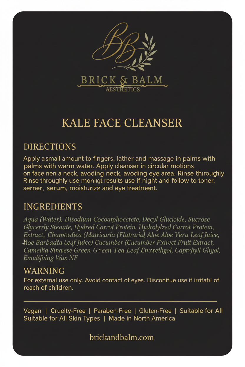Kale Face Cleanser Back Label