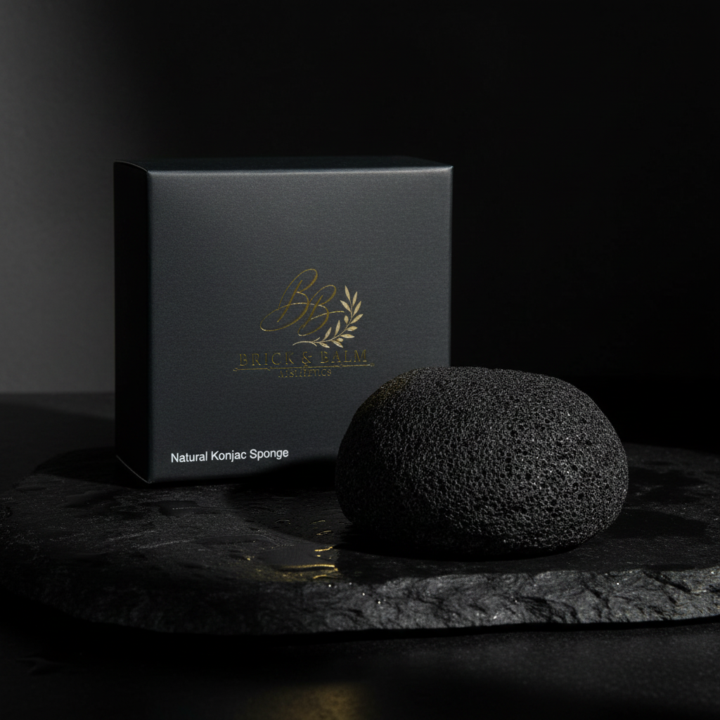 Konjac sponge + box dark lifestyle - referenced