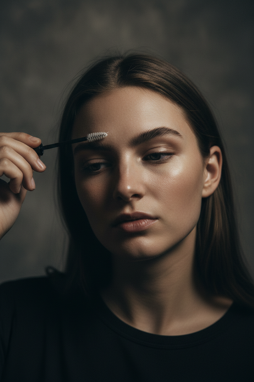 Model Applying Clear Brow Gel