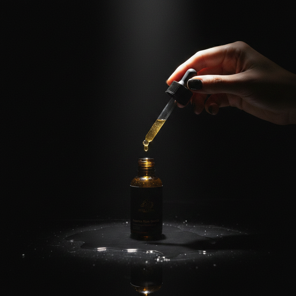 Rose Gold Oil dark studio spotlight