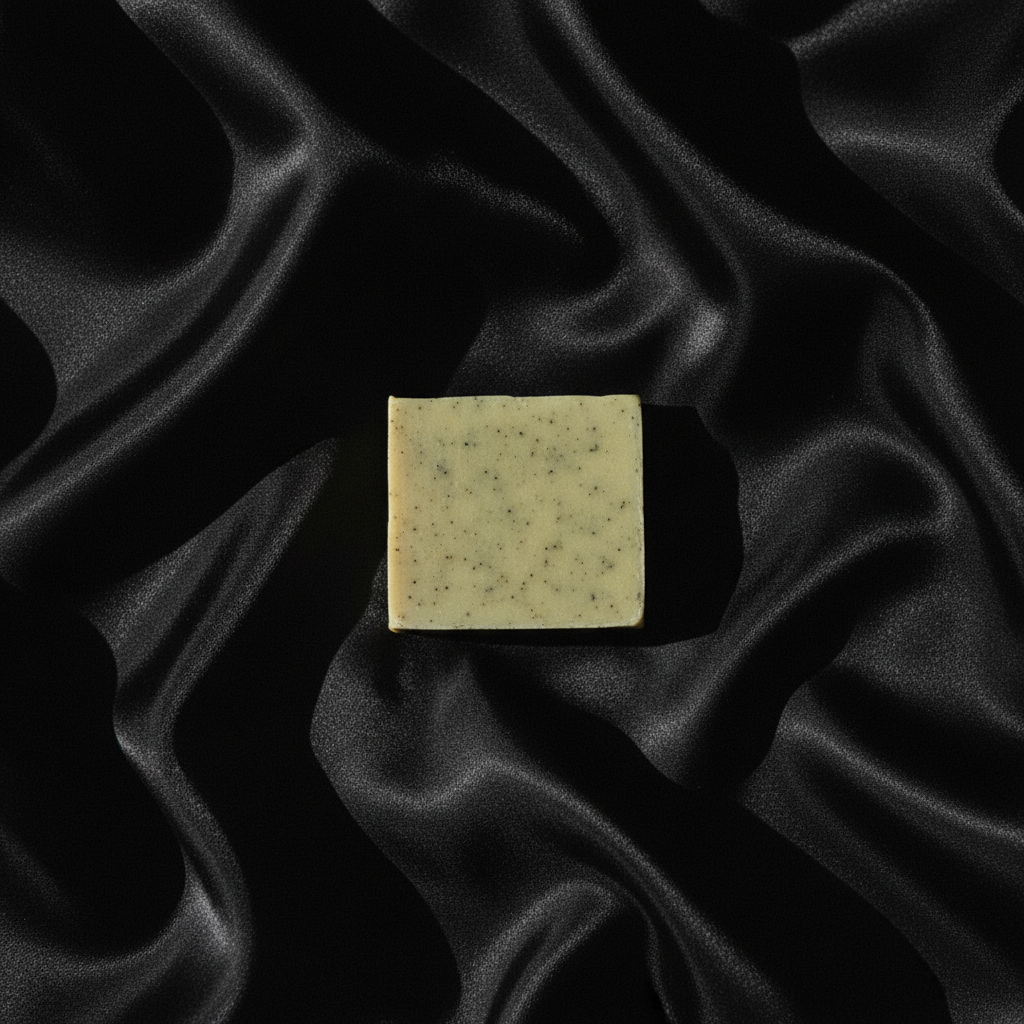 Sunflower Goddess soap black satin flat lay