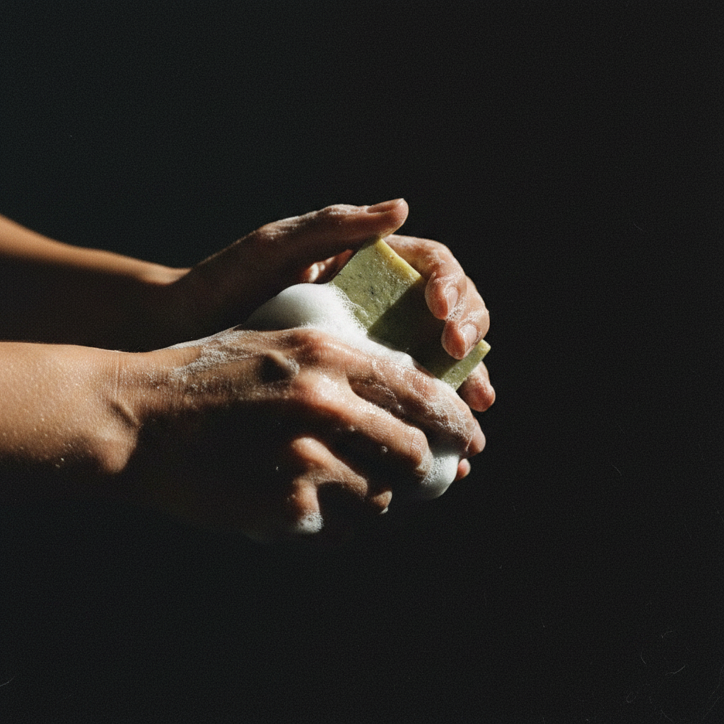 Sunflower Goddess soap lathering on skin