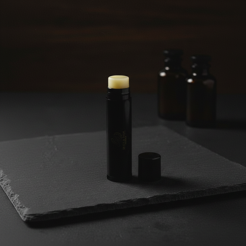 Vegan Lip Balm dark slate no spa props